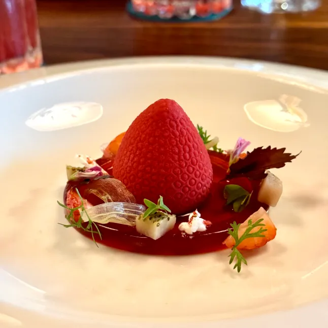 Lazy Betty signature dishes Tasting menus change seasonally. Past dishes include Foie Gras with strawberry and pistachio and Miyazaki A5 Wagyu.